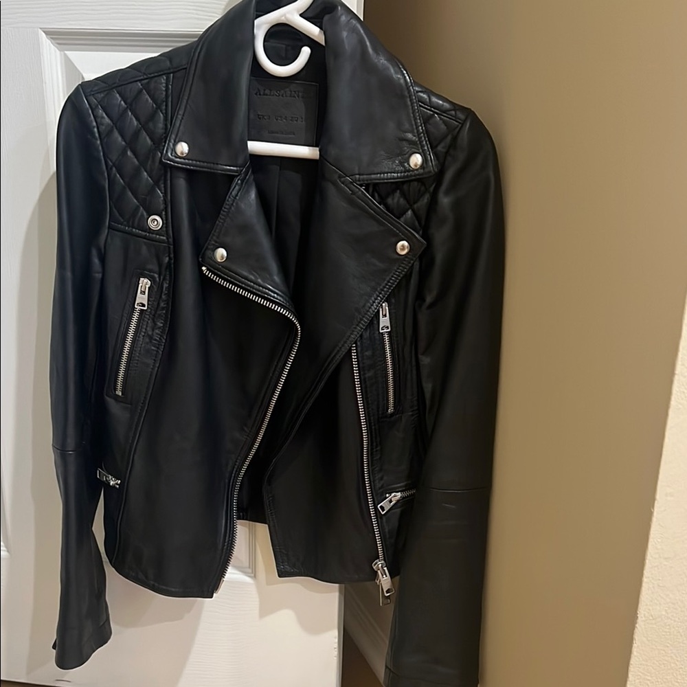 All Saints Black Leather Biker Jacket